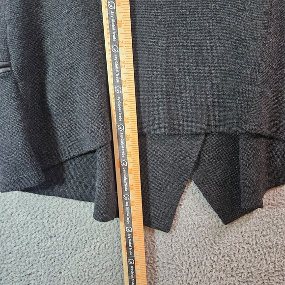 Eileen Fisher 2PC Medium Wool Open Front Cardigan Leather Trim & Skirt Gray-Flaw - Picture 14 of 16